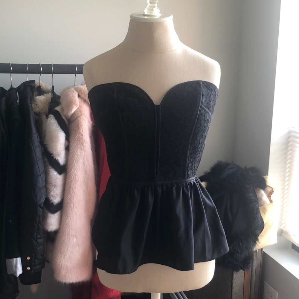 Black Lace Peplum Top